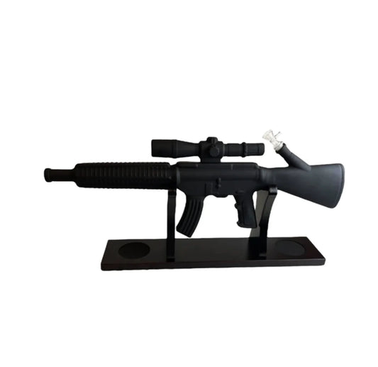 24” Matt Black Sniper Gun Water Pipe with 14mm Male bowl and Stand