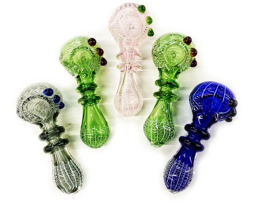 4.5 Hand Pipe Spoon with Double Ring and Bubble Trap Art