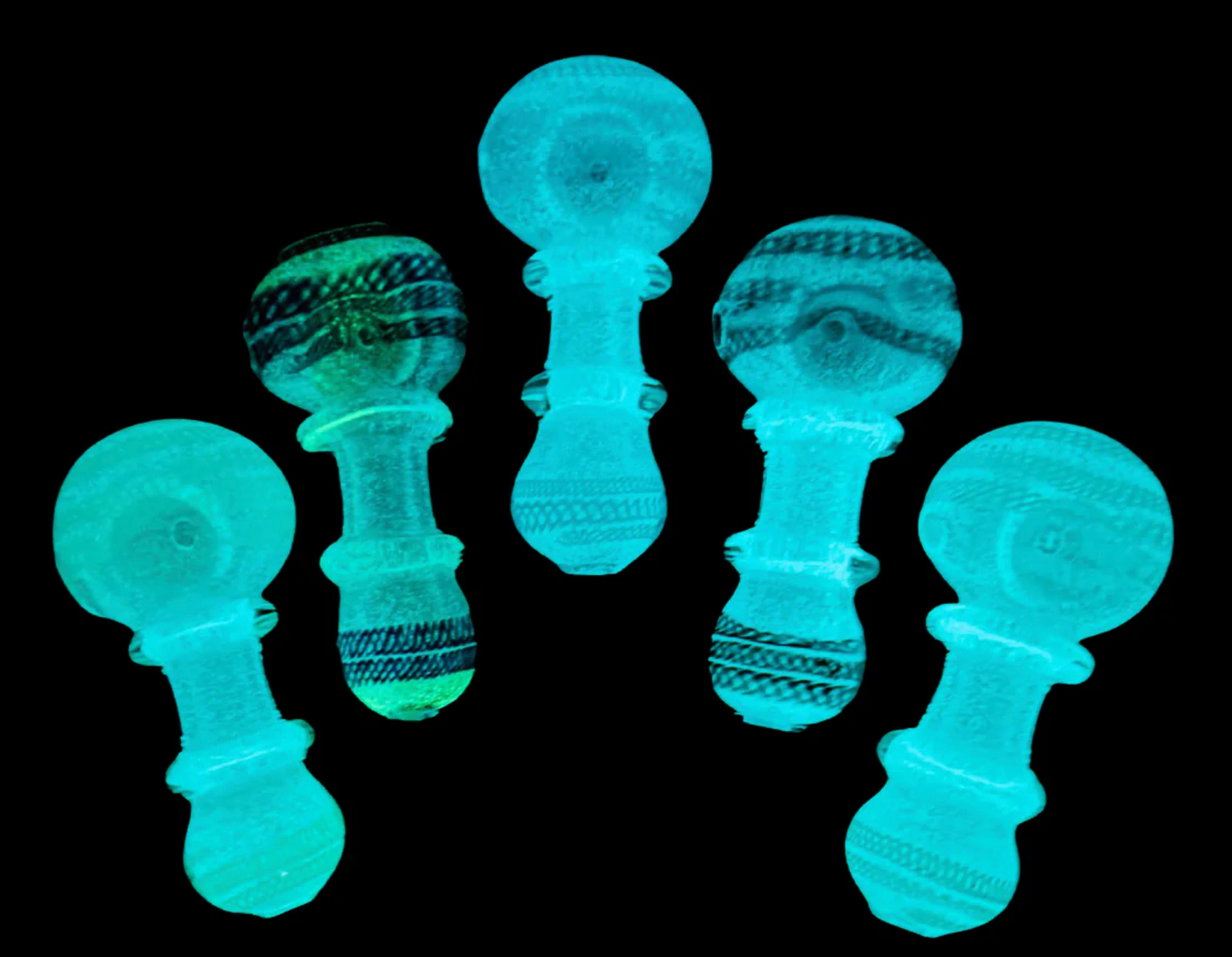 3" Glow In The Dark Hand Pipe Double Rim Twisting Art Spoon