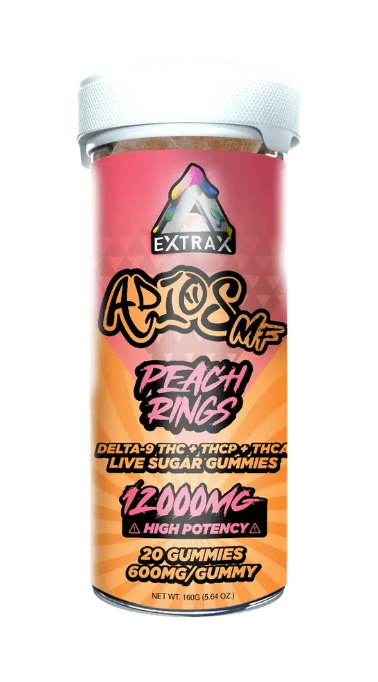 Delta Extrax - Adios MF THCa Live Sugar 12,000mg Gummies - Peach Ringz