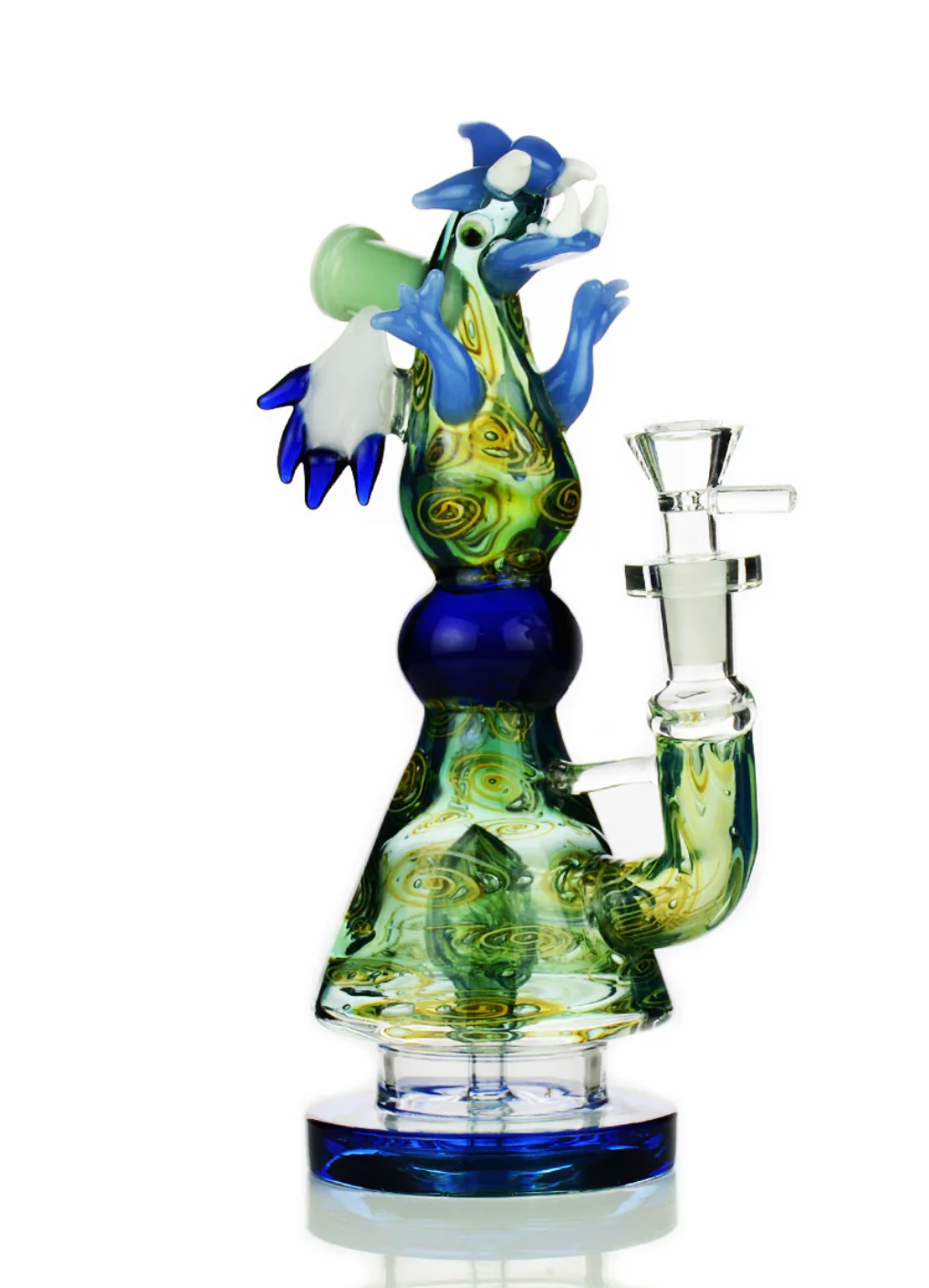 9.5" Dragon Bong Double Glass Gold Fume with 14mm Male Bowl