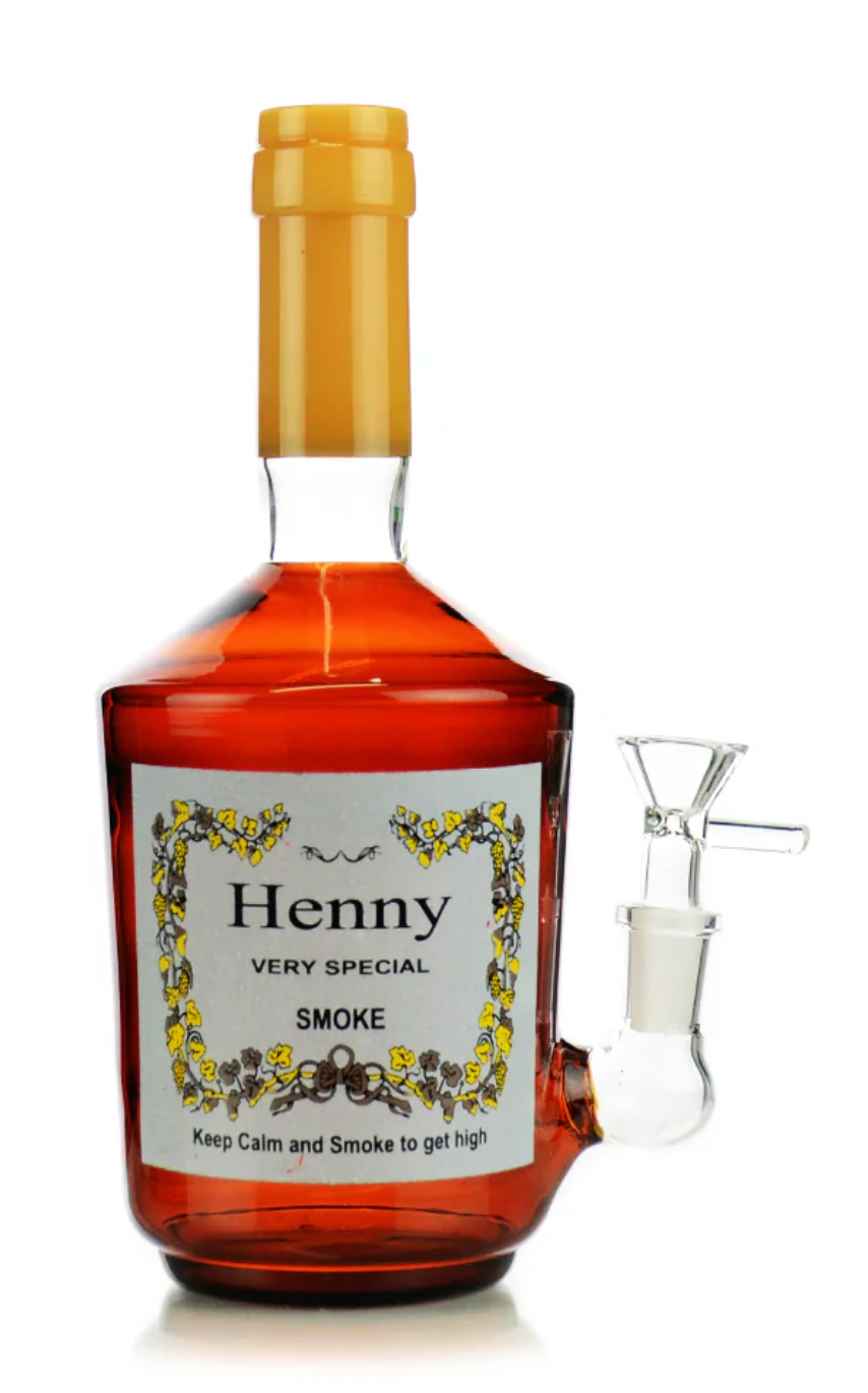 10" Henny Liquor Bottle Water Pipe 14mm Male Bowl