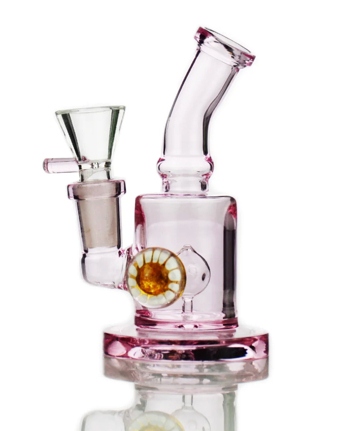 5" Pink Glass Water Pipe with Locket Design and 14mm Male Bowl